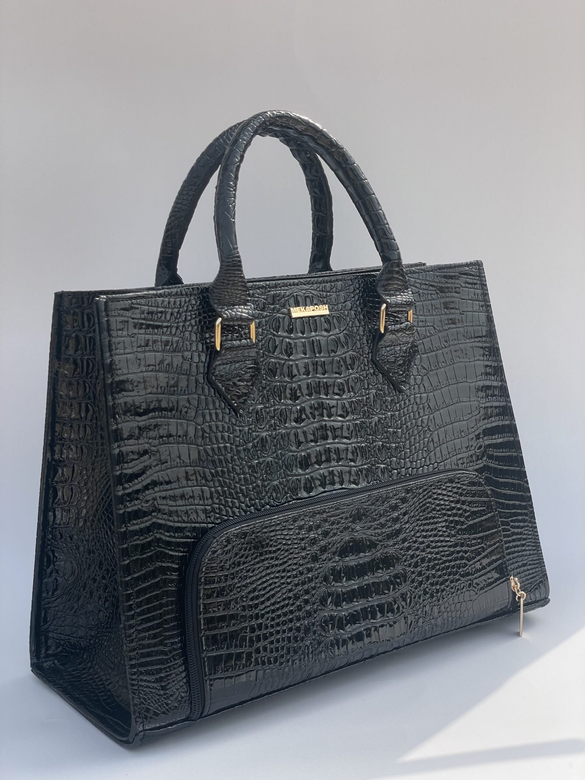 THE LAGOS BAG GLOSSY CROCODILE LEATHER